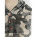 Camo button hoodie sweater